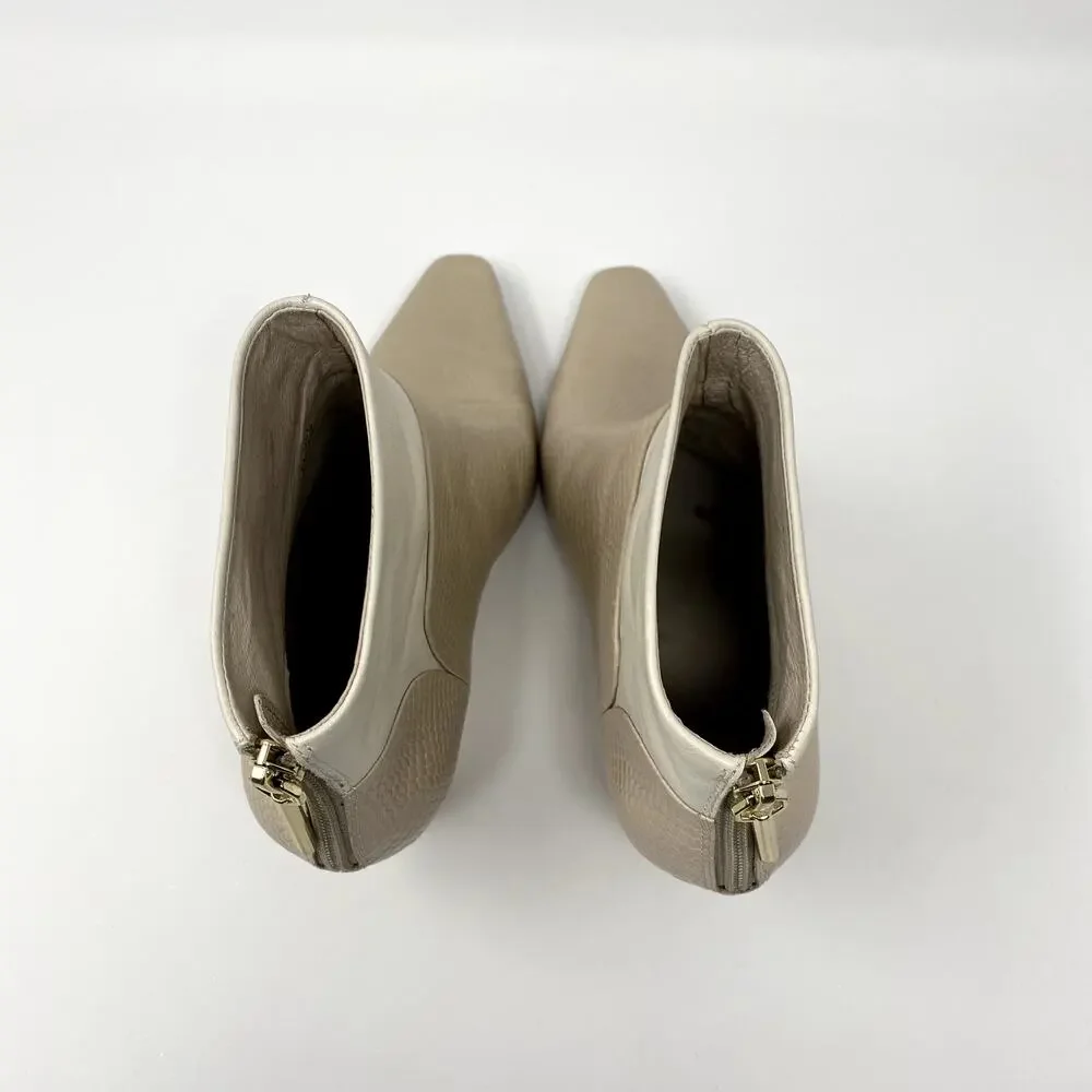Louise et Cie Lydie Cream Tan Snakeskin Leather Pointed Toe Ankle Booties 8